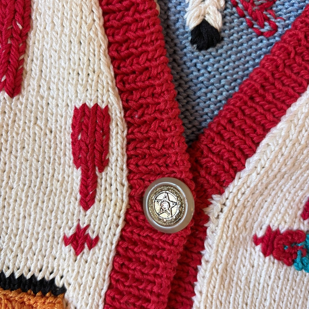 Vintage 1989 Berek Oklahoma Hand Knit Pima Cotton Cardigan Sweater Women Small - Picture 4 of 5